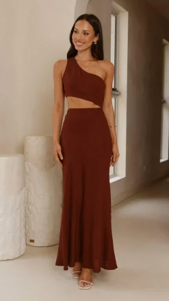 LILYWHYT Dresses|Maxi^Abia Maxi Dress - Chocolate