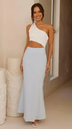LILYWHYT Dresses|Maxi^Abia Maxi Dress - White/Blue