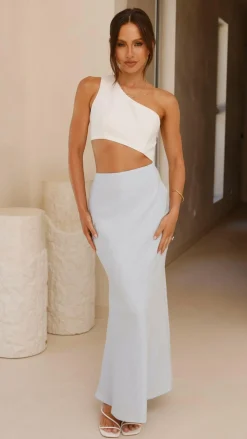 LILYWHYT Dresses|Maxi^Abia Maxi Dress - White/Blue