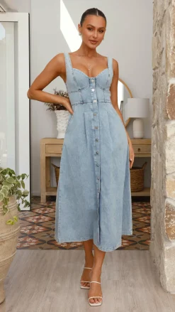 LILYWHYT Denim Dress Edit|The Denim Edit^Abrianna Midi Dress - Light Denim
