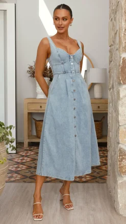 LILYWHYT Denim Dress Edit|The Denim Edit^Abrianna Midi Dress - Light Denim
