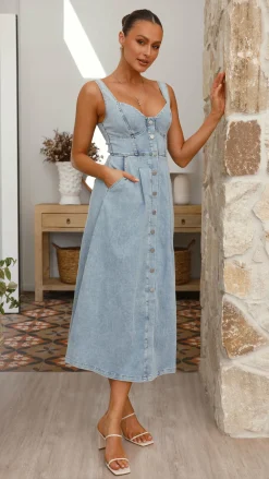 LILYWHYT Denim Dress Edit|The Denim Edit^Abrianna Midi Dress - Light Denim