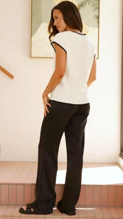 YH AND CO Knit Tops|Knitwear^Adana Contrast Top - White / Black