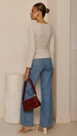 Bubblegum Tops^Addison Long Sleeve Top - Stone