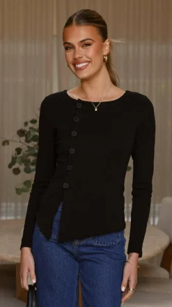 Bubblegum Tops^Addison Long Sleeve Top - Black