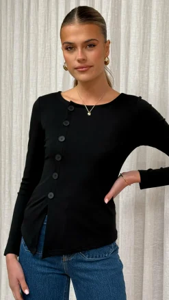 Bubblegum Tops^Addison Long Sleeve Top - Black