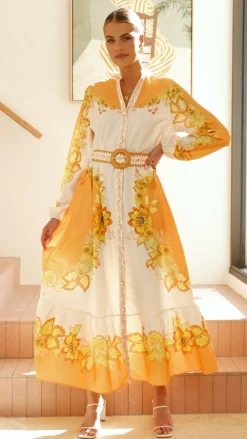 Bubblegum Sale Dresses^Addison Maxi Dress - Orange/Yellow Floral