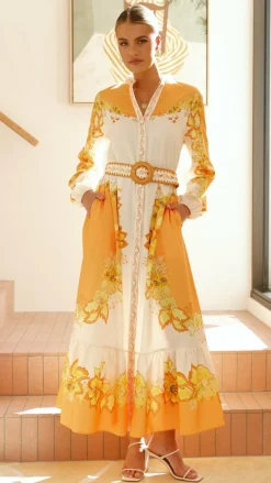 Bubblegum Sale Dresses^Addison Maxi Dress - Orange/Yellow Floral
