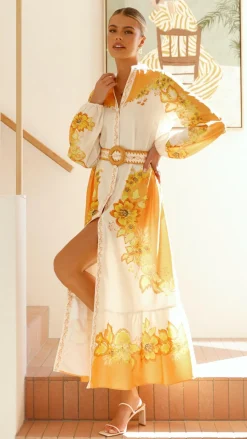 Bubblegum Sale Dresses^Addison Maxi Dress - Orange/Yellow Floral