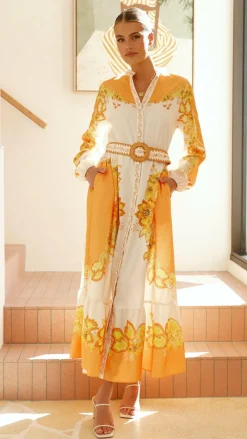 Bubblegum Sale Dresses^Addison Maxi Dress - Orange/Yellow Floral