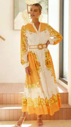 Bubblegum Sale Dresses^Addison Maxi Dress - Orange/Yellow Floral