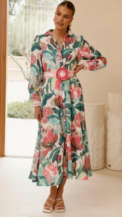Bubblegum Dresses|Maxi^Aida Long Sleeve Maxi Dress - Spritz Pink