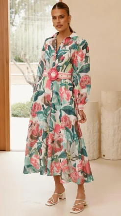 Bubblegum Dresses|Maxi^Aida Long Sleeve Maxi Dress - Spritz Pink
