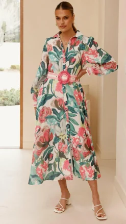 Bubblegum Dresses|Maxi^Aida Long Sleeve Maxi Dress - Spritz Pink