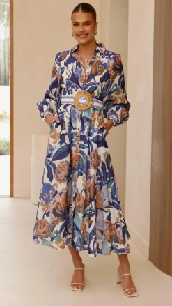 Bubblegum Dresses|Maxi^Aida Long Sleeve Maxi Dress - Azure Blue