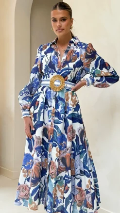 Bubblegum Dresses|Maxi^Aida Long Sleeve Maxi Dress - Azure Blue