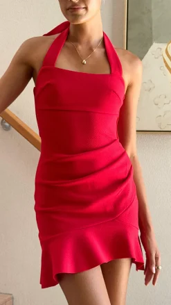 LILYWHYT Dresses|Mini^Airlea Halter Mini Dress - Red