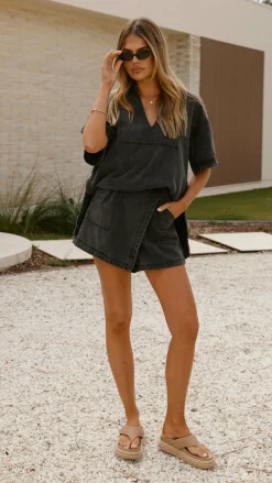 Fashion Allied The Denim Edit|Sets^Alaina Oversized Shirt - Black Denim