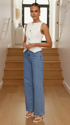 SASHA (BNE) Tops^Alexis Button Up Vest - White