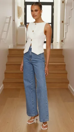 SASHA (BNE) Tops^Alexis Button Up Vest - White
