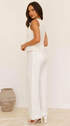 LILYWHYT Tops^Alisa Tie Vest - Light Beige