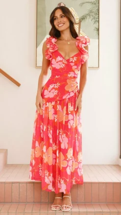 SASHA (BNE) Dresses|Maxi^Alma Maxi Dress - Blood Orange