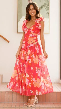 SASHA (BNE) Dresses|Maxi^Alma Maxi Dress - Blood Orange