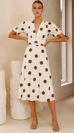 YH AND CO Dresses|Midi^Alondra Midi Dress - White/Camel