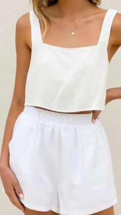 MVN Bottoms^Alta Vista Linen Shorts - White
