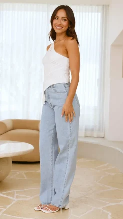 Slide Show Knit Tops|Knitwear^Alyssia One Shoulder Top - White