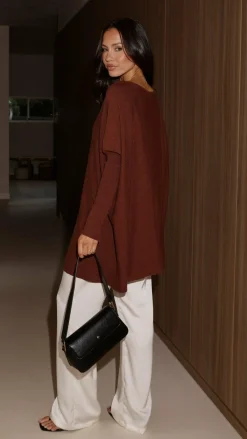 Slide Show Knit Tops|Knitwear^Amalia Knit Top - Chocolate