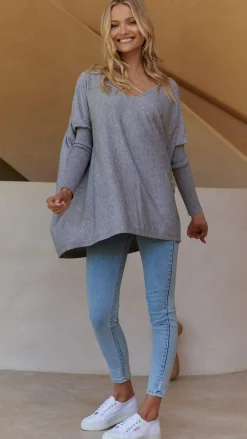 Slide Show Knit Tops|Knitwear^Amalia Knit Top - Grey