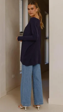 Slide Show Knit Tops|Knitwear^Amalia Knit Top - Navy