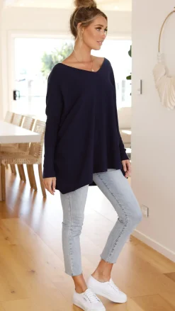 Slide Show Knit Tops|Knitwear^Amalia Knit Top - Navy