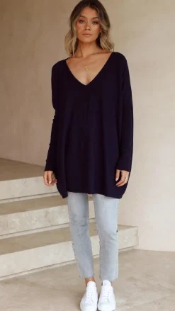 Slide Show Knit Tops|Knitwear^Amalia Knit Top - Navy