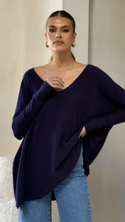 Slide Show Knit Tops|Knitwear^Amalia Knit Top - Navy