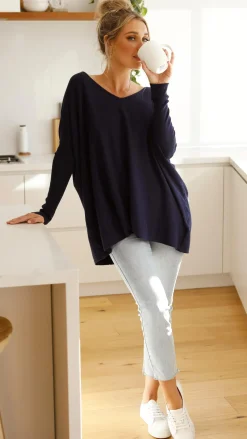 Slide Show Knit Tops|Knitwear^Amalia Knit Top - Navy