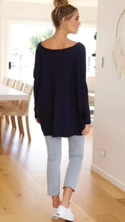 Slide Show Knit Tops|Knitwear^Amalia Knit Top - Navy