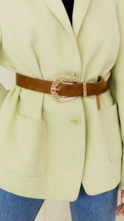 Angel Whisper Belts|The Denim Edit^Amelie Twist Buckle Belt - Brown/Gold