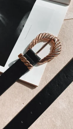 Angel Whisper Belts^Amelie Twist Buckle Belt - Black/Gold