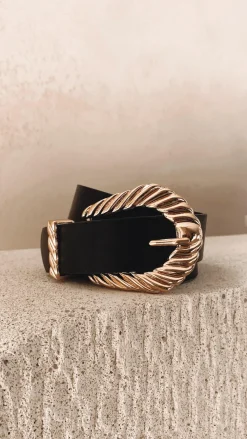 Angel Whisper Belts^Amelie Twist Buckle Belt - Black/Gold