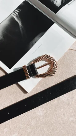 Angel Whisper Belts^Amelie Twist Buckle Belt - Black/Gold