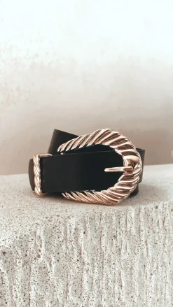 Angel Whisper Belts^Amelie Twist Buckle Belt - Black/Gold