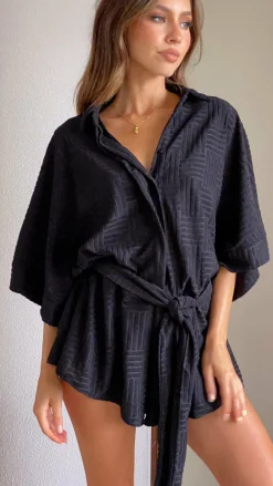 LILYWHYT Playsuits^Angie Playsuit - Black