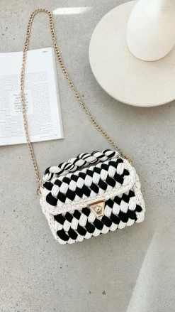 Adorne Bags|Bump Friendly^Annabel Chunky Plaited Handbag - Cream/Black