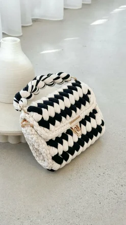 Adorne Bags|Bump Friendly^Annabel Chunky Plaited Handbag - Cream/Black