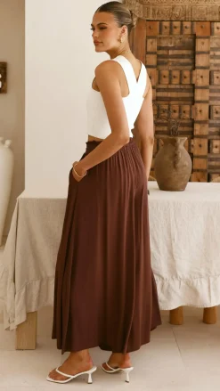Miracle Fashion Bottoms^Aria Wide Leg Pants - Chocolate