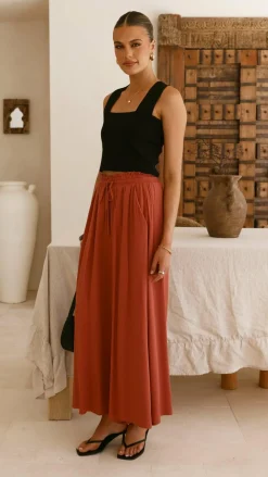 Miracle Fashion Bottoms^Aria Wide Leg Pants - Terracotta