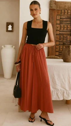 Miracle Fashion Bottoms^Aria Wide Leg Pants - Terracotta