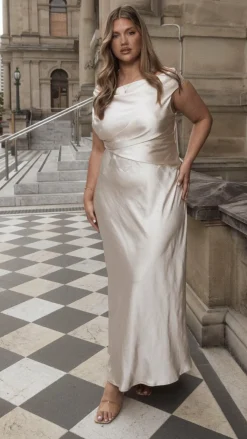 LILYWHYT Mon Cheri|Dresses^Auria Off Shoulder Maxi Dress - Champagne